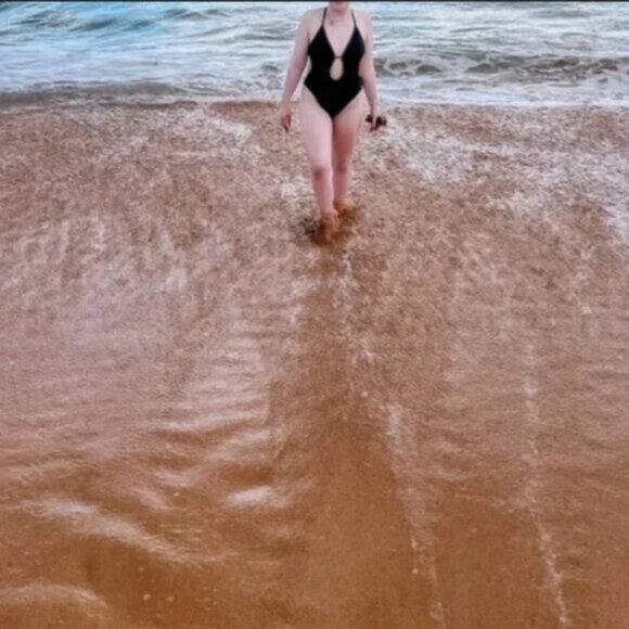 Women's Plunge Bead Detail Extra High Leg One Piece Swimsuit - Shade & Shore M - Picture 3 of 7